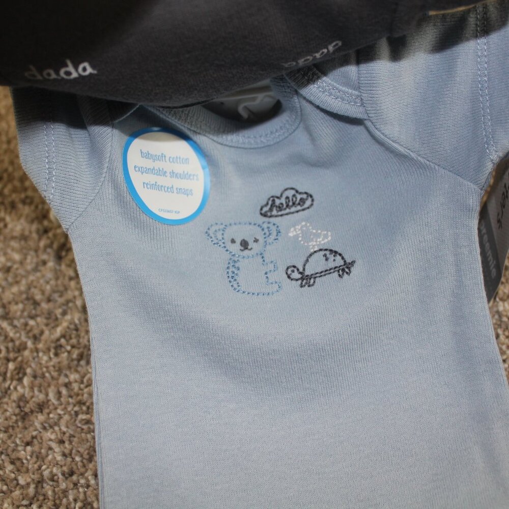 Carter's Preemie Bodysuit 5-Pack Blue Animals S/S Baby Boys Tops Spring NWT - Picture 6 of 6